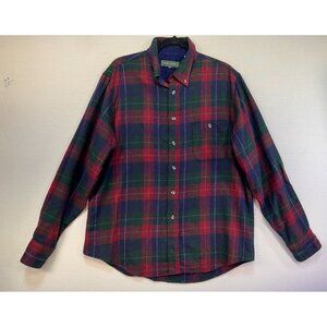 Marc Lewis Plaid Wool-Blend Shirt Button-Down Long Sleeve L Red/Green/Blue